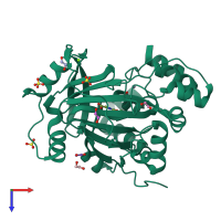 PDB entry 5pmk coloured by chain, top view.