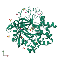 PDB entry 5pn3 coloured by chain, front view.