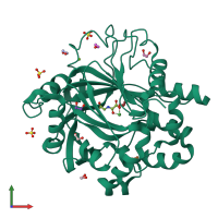 PDB entry 5pnj coloured by chain, front view.