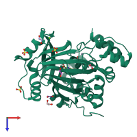 PDB entry 5pnp coloured by chain, top view.