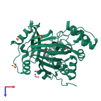 PDB entry 5pnq coloured by chain, top view.