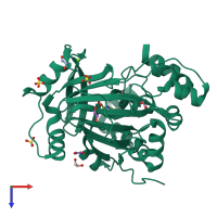 PDB entry 5pnr coloured by chain, top view.