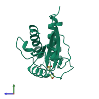 PDB entry 5pnt coloured by chain, side view.