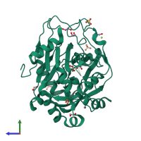 PDB entry 5pnv coloured by chain, side view.