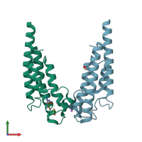 PDB entry 5pnx coloured by chain, front view.