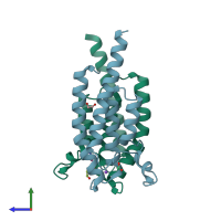 PDB entry 5pnx coloured by chain, side view.