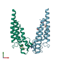 PDB entry 5pnz coloured by chain, front view.