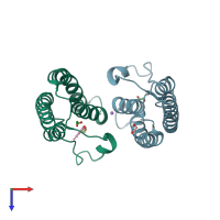 PDB entry 5po2 coloured by chain, top view.