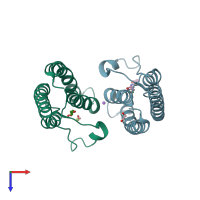 PDB entry 5po3 coloured by chain, top view.