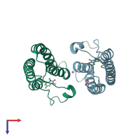 PDB entry 5pob coloured by chain, top view.