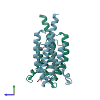 PDB entry 5poc coloured by chain, side view.