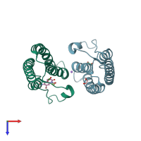 PDB entry 5poc coloured by chain, top view.