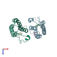 PDB entry 5pod coloured by chain, top view.