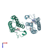 PDB entry 5poe coloured by chain, top view.