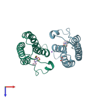 PDB entry 5pok coloured by chain, top view.