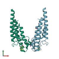 PDB entry 5pom coloured by chain, front view.