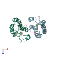 PDB entry 5pom coloured by chain, top view.