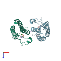 PDB entry 5por coloured by chain, top view.