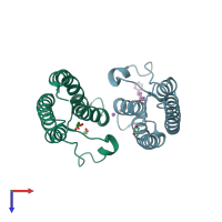 PDB entry 5pou coloured by chain, top view.