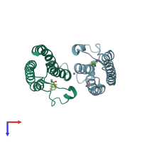 PDB entry 5pov coloured by chain, top view.