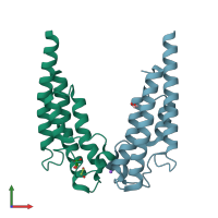 PDB entry 5pp4 coloured by chain, front view.