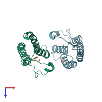 PDB entry 5pp9 coloured by chain, top view.