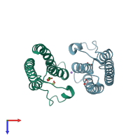 PDB entry 5pph coloured by chain, top view.