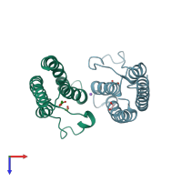 PDB entry 5ppr coloured by chain, top view.