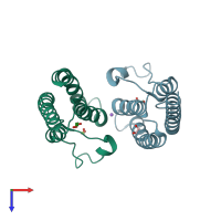 PDB entry 5ppu coloured by chain, top view.