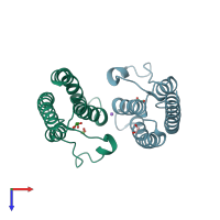 PDB entry 5ppv coloured by chain, top view.