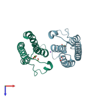 PDB entry 5pq3 coloured by chain, top view.