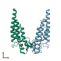 PDB entry 5pq4 coloured by chain, front view.