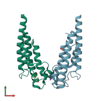 PDB entry 5pq7 coloured by chain, front view.