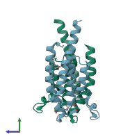 PDB entry 5pqd coloured by chain, side view.