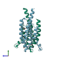 PDB entry 5pqg coloured by chain, side view.