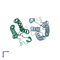 PDB entry 5pqg coloured by chain, top view.