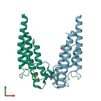 PDB entry 5pqj coloured by chain, front view.