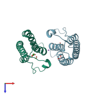 PDB entry 5pqv coloured by chain, top view.