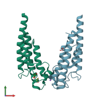 PDB entry 5pqz coloured by chain, front view.