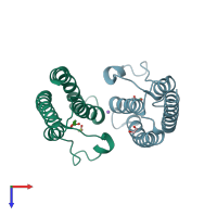 PDB entry 5pqz coloured by chain, top view.