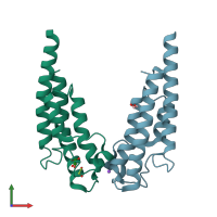 PDB entry 5prf coloured by chain, front view.