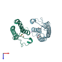 PDB entry 5pri coloured by chain, top view.