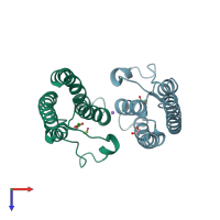 PDB entry 5prm coloured by chain, top view.