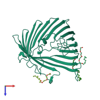 PDB entry 5prn coloured by chain, top view.