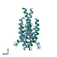 PDB entry 5pro coloured by chain, side view.