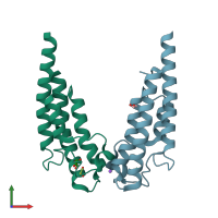 PDB entry 5prr coloured by chain, front view.