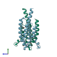 PDB entry 5prs coloured by chain, side view.