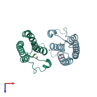 PDB entry 5prw coloured by chain, top view.
