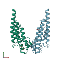 PDB entry 5prx coloured by chain, front view.