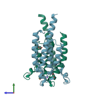 PDB entry 5prz coloured by chain, side view.
